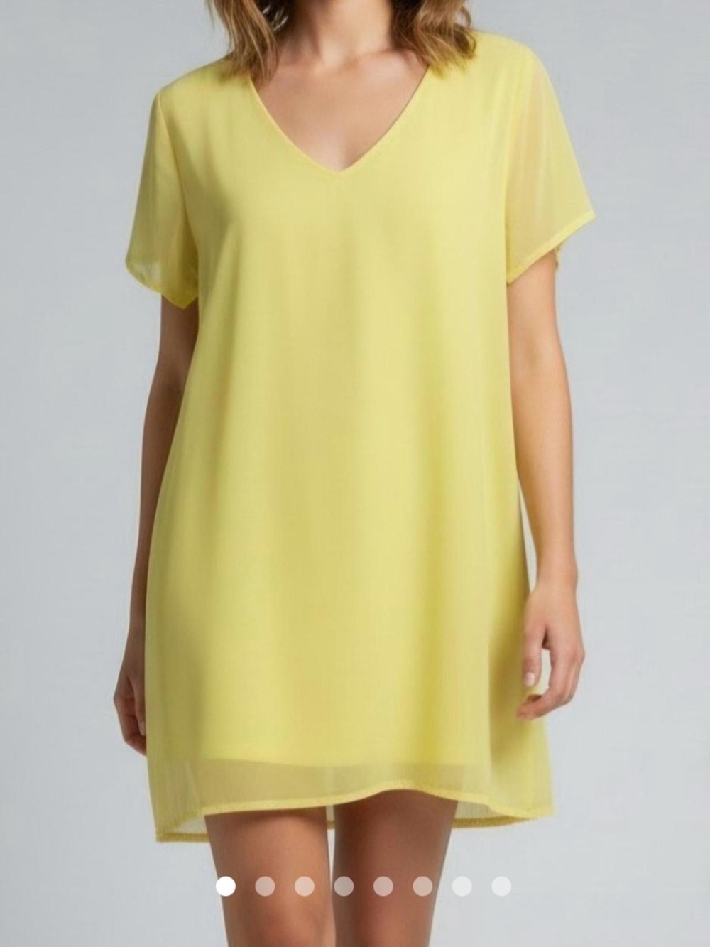 Lulu's Yellow V-Neck Shift Dress